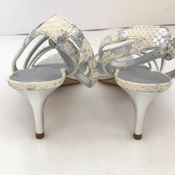 ESSEX LANE Madalie Snake Skin Leather Heeled Sandals Disco Lizard Heels Size 8 - Picture 9 of 16